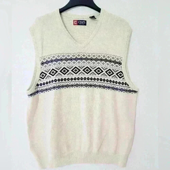 Chaps Sweater vest Mens size XL V-Neck Oatmeal Sleeveles Lightweight 100… - Picture 1 of 7